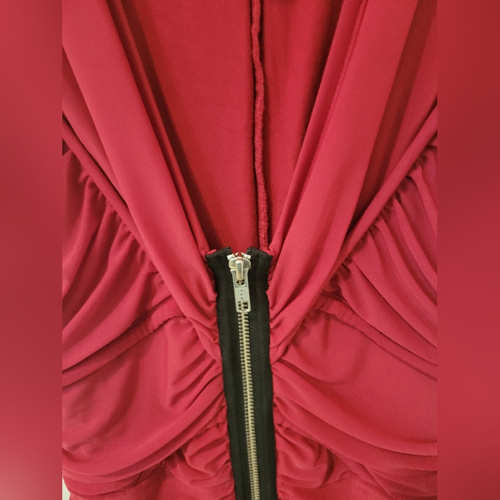 2B Bebe Red Ruched Dress Medium - Picture 4 of 4